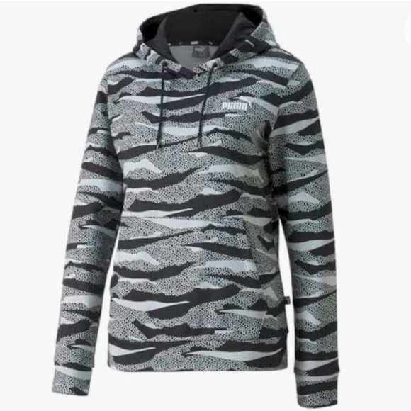 PUMA Women's Hooded Style Animal Sweatshirt Black And Gray Size Medium - Picture 1 of 6